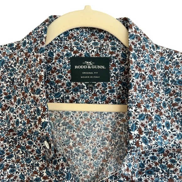 Rodd & Gunn Floral Button Front Long Sleeve Shirt Blue Brown XXL Spring Preppy - Picture 3 of 5